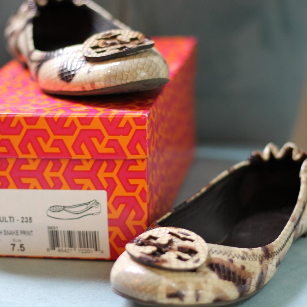 Tory Burch Reva Snakeskin Ballet Flat